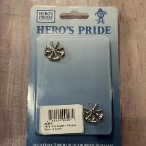 Heros Pride Pair of Silver Deputy Chief 4 Fire Bugles 2 Post Clutch Back 3/4"